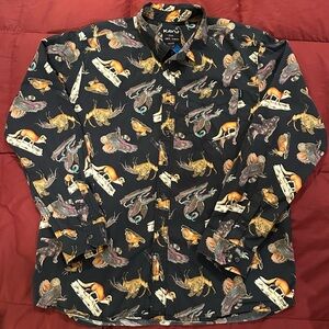 Kavu Valdez Long-Sleeve Mythical Creatures Men’s Shirt, Size 2XL.